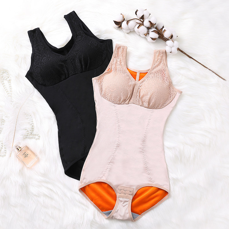 Wear-free bra chest cushion detachable connected body shapen clothes autumn winter thickened garnter warm clothes slim fit body shaping