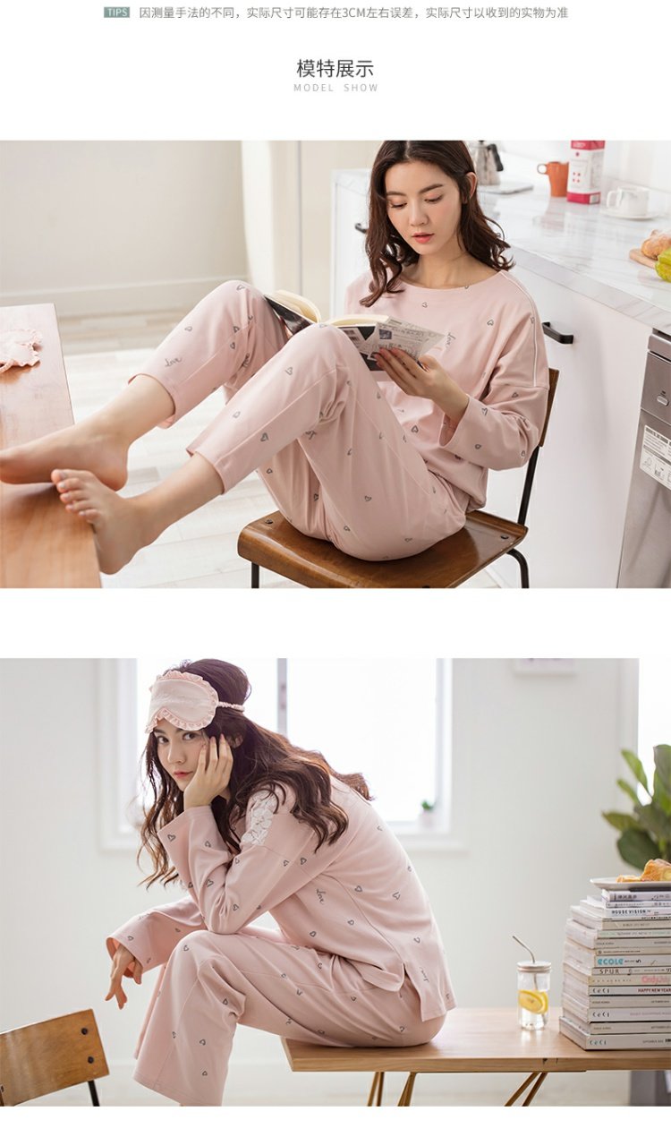 Jing Yun 2018 xuân mới đồ ngủ nữ mùa thu cotton dài tay nữ dịch vụ tại nhà cô gái dễ thương có thể mặc một bộ đồ - Bên ngoài ăn mặc bộ thể thao nam đẹp
