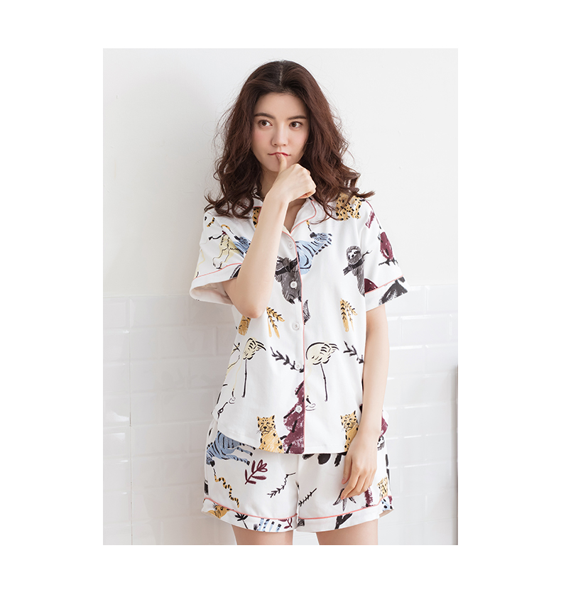 Jing Yun mới đồ ngủ nữ mùa hè cotton ngắn tay nhà dịch vụ phù hợp với thời trang Hàn Quốc áo len cotton nữ nhà quần áo quần áo ngủ nữ