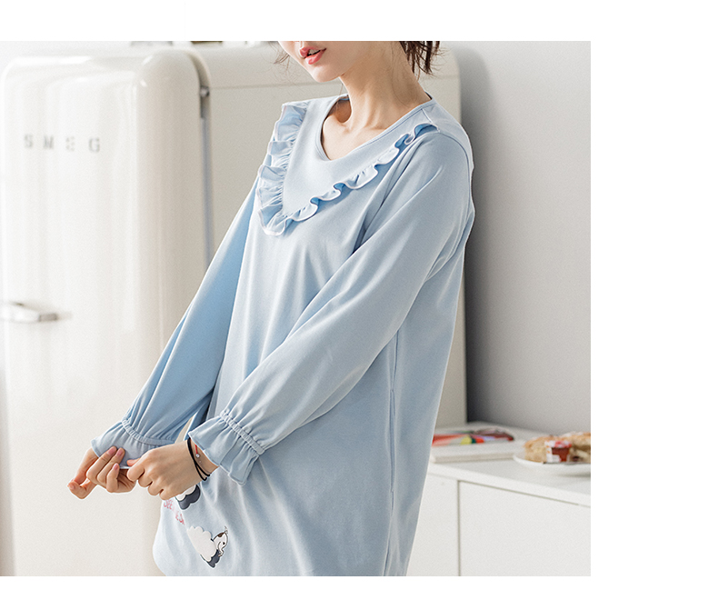 Bộ đồ ngủ mới cho nữ Jing Yun 2018 cotton dài tay mùa xuân và mùa thu ngọt ngào và đáng yêu có thể mặc bên ngoài dịch vụ cotton tại nhà đồ ngủ sexy