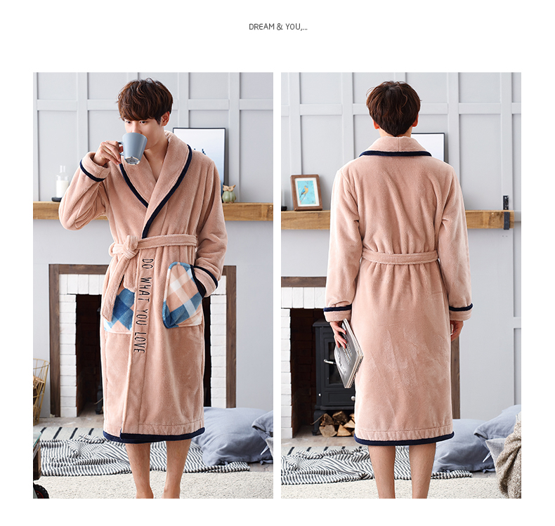 Jing Yun cặp đôi mới san hô lông cừu đồ ngủ nam dịch vụ nhà áo choàng flannel dài tay dày áo ngủ ấm áp nữ mùa đông shop đồ ngủ cao cấp