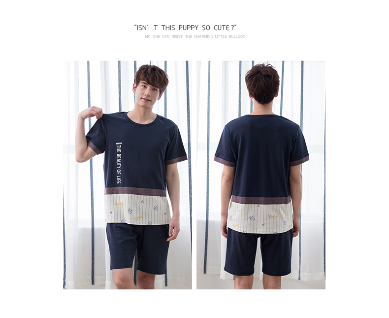 Jing Yun mùa hè cặp vợ chồng mới đồ ngủ cotton ngắn tay nam dịch vụ nhà sọc quần short phụ nữ cotton phù hợp đồ mặc nhà