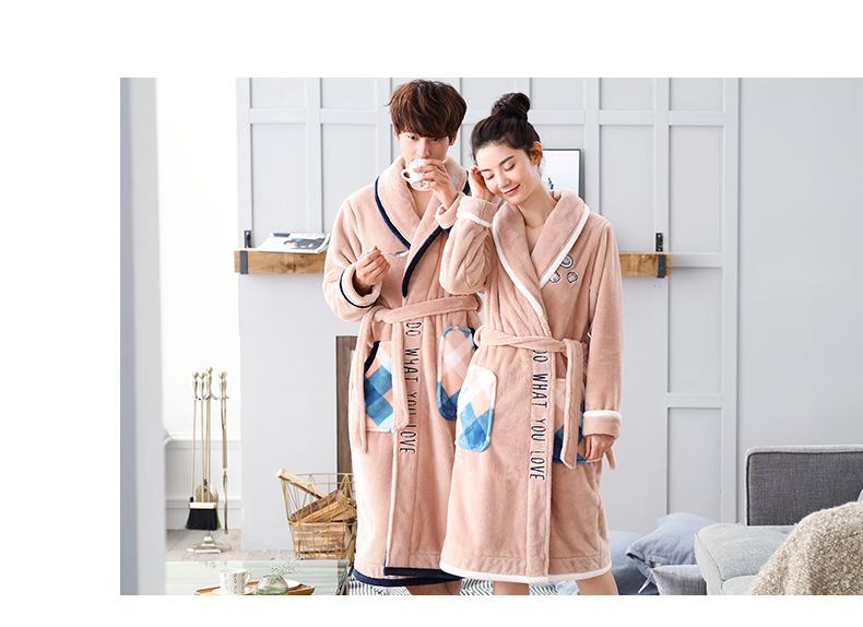 Jing Yun cặp đôi mới san hô lông cừu đồ ngủ nam dịch vụ nhà áo choàng flannel dài tay dày áo ngủ ấm áp nữ mùa đông shop đồ ngủ cao cấp