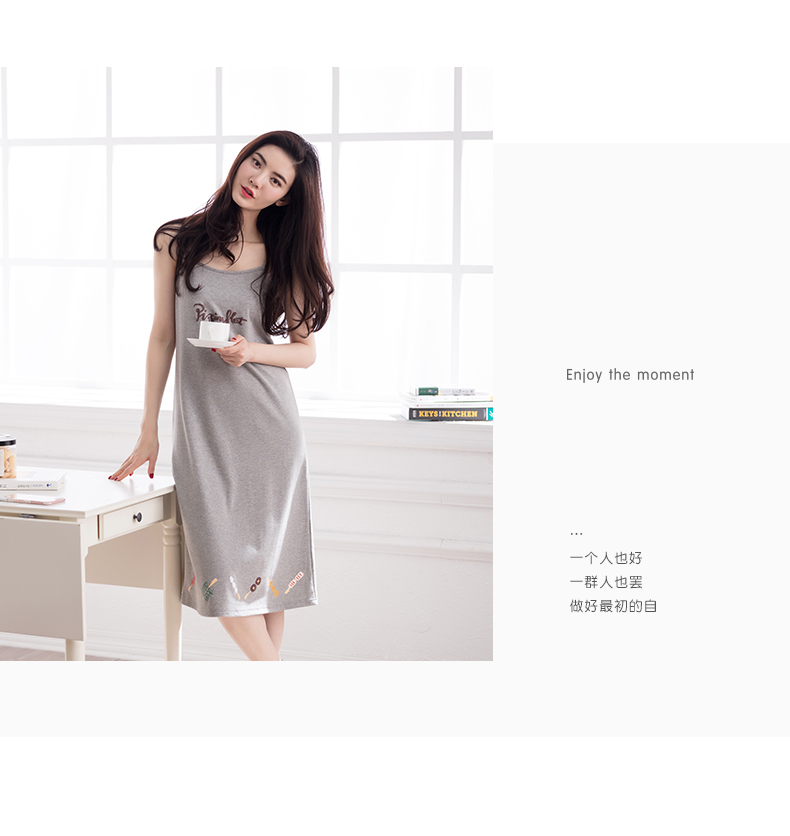 Jing Yun đồ ngủ phụ nữ mùa xuân và mùa thu cotton dài tay dịch vụ nhà đơn giản giản dị hai mảnh váy ngủ nữ đầm suông đẹp