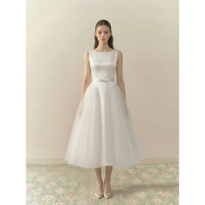 Searisen Lyon Rose·Evening Dress Sleeveless Mesh Patchwork Puffy High-End Dress for Women Summer