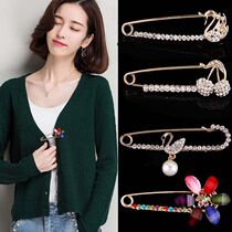 Korean pearl brooch female pin cardigan sweater pin buckle silk towel buckle brooch pin pin fixed clothing accessories accessories