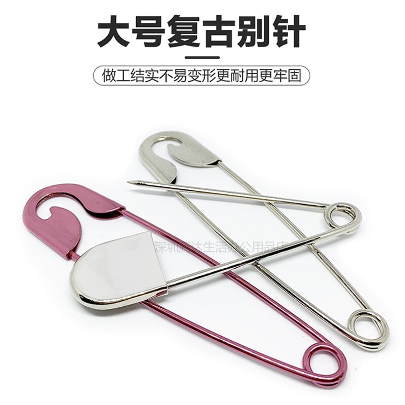 304 stainless steel plus size Baotou safety pin retro brooch lock pin cardigan sweater coat decorative buckle pin