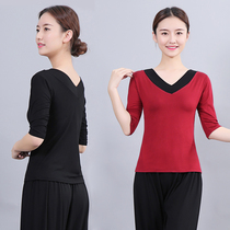  Spring and summer new modal yoga top front and rear V-neck slim square dance yoga dance practice performance suit female