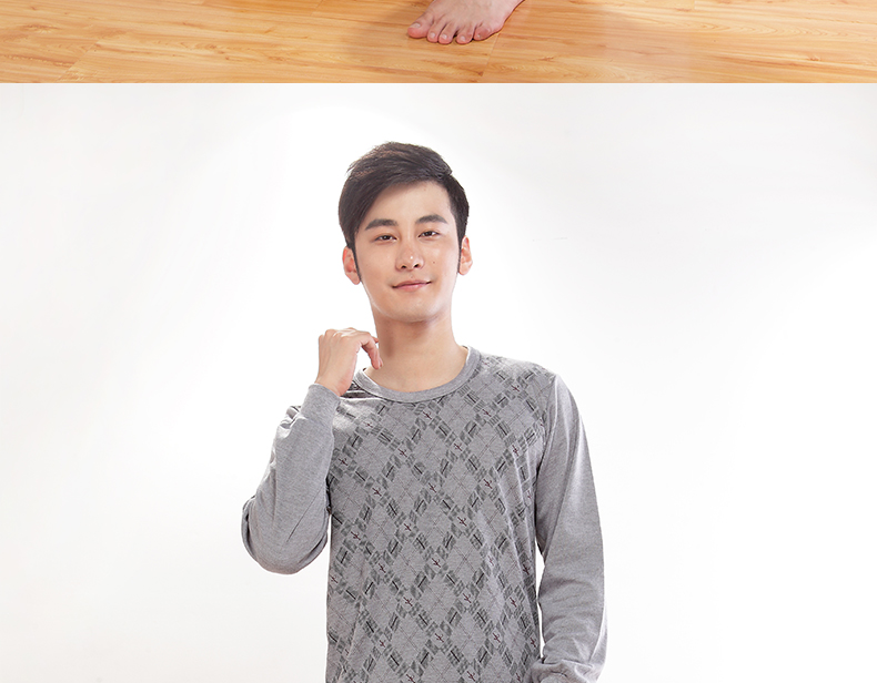 Qiuyi Qiuku Trung niên cotton mỏng phần cơ sở đồ lót nhiệt cotton nam cao cổ áo len thiết lập bộ dài tay trẻ em thu đông