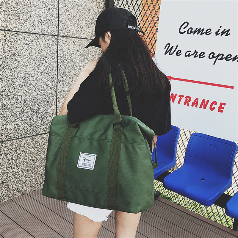 Fitness bag female large capacity travel bag light duffel bag short distance waterproof storage bag Hand bag canvas shoulder bag