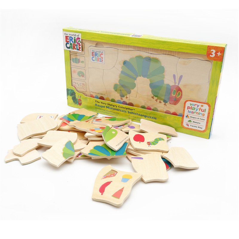 Good Hungry Caterpillar Wood Puzzle Children's Educational Toys Four-Layer Advanced Thickened Large Panel 2-Year-Old Baby