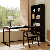 Black Solid Wood Desk Bookshelf Combined Home Desk Computer Desk With Bookcase Designer Office Bench