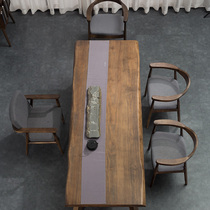 Tea room office reception leisure large tea table 2 meters solid wood large board tea table high-end atmospheric tea table and chair combination