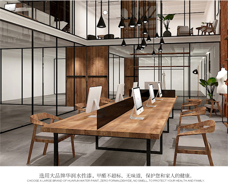 Gác gió công nghiệp gỗ màn hình bàn kết hợp đồ nội thất tùy chỉnh phân vùng bàn làm việc nhân viên thẻ máy tính bàn bàn làm việc chân sắt