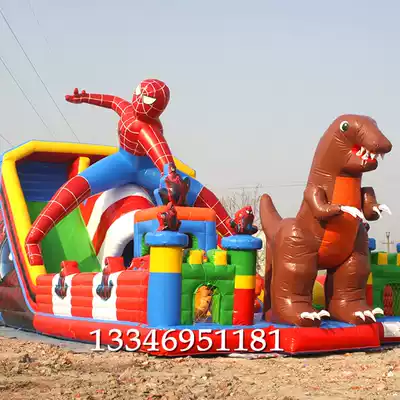 Cartoon children's bouncy castle outdoor large children toy slide trampoline air cushion square playground air bag