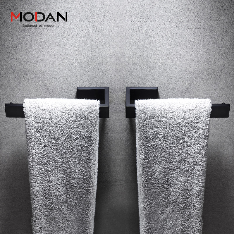 304 stainless steel black towel ring Baked lacquered towel rack bath towel rack toilet bathroom pendant wall hanging free of punching