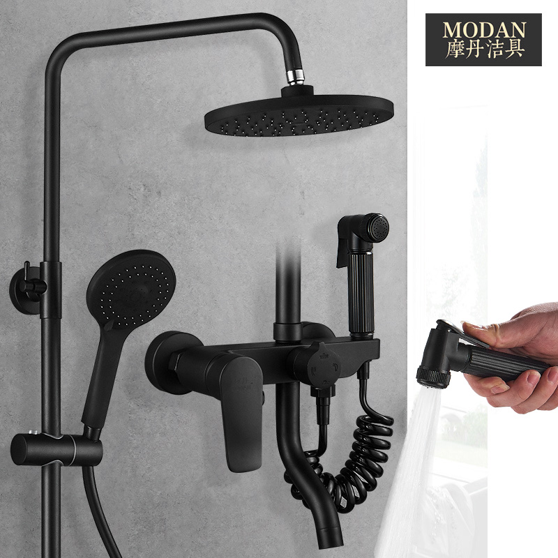 Black Shower shower kits Home All-copper hot and cold taps Nozzle Eurobath Shower shower Bathroom American