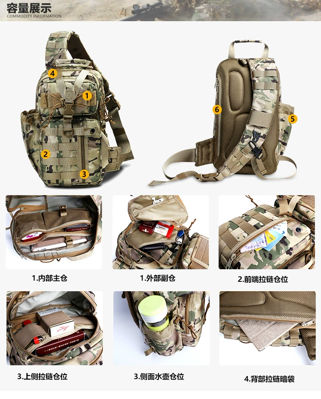 Battlefield giải trí túi ngực nam archer shoulder bag quân đội ngoài trời nguồn cung cấp quạt chiến thuật ba lô đa chức năng túi Messenger túi da