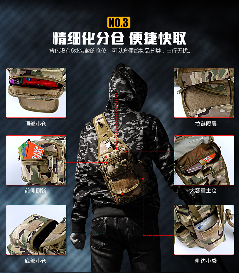 Battlefield ngoài trời túi người đàn ông của đa chức năng thể thao và giải trí túi ngụy trang chéo vai túi quân đội fan ngực túi chiến thuật ba lô túi tote