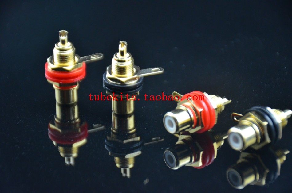 Pure Copper Gold Plated Taiwan Production RCA Lotus Audio Base Post Head Power Amplifier Audio Input Plug Signal Socket