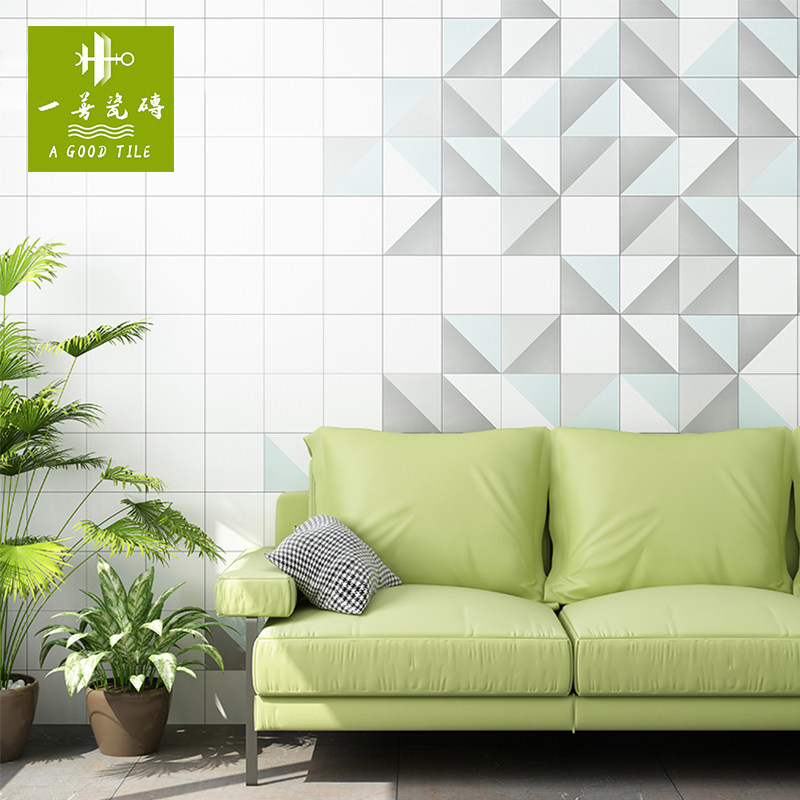 One Good Nordic Green Geometric Retro Brick Balcony Bathroom kitchen Floor Tiles Entrance to the family Xuanguan Anti-slip tiles 300