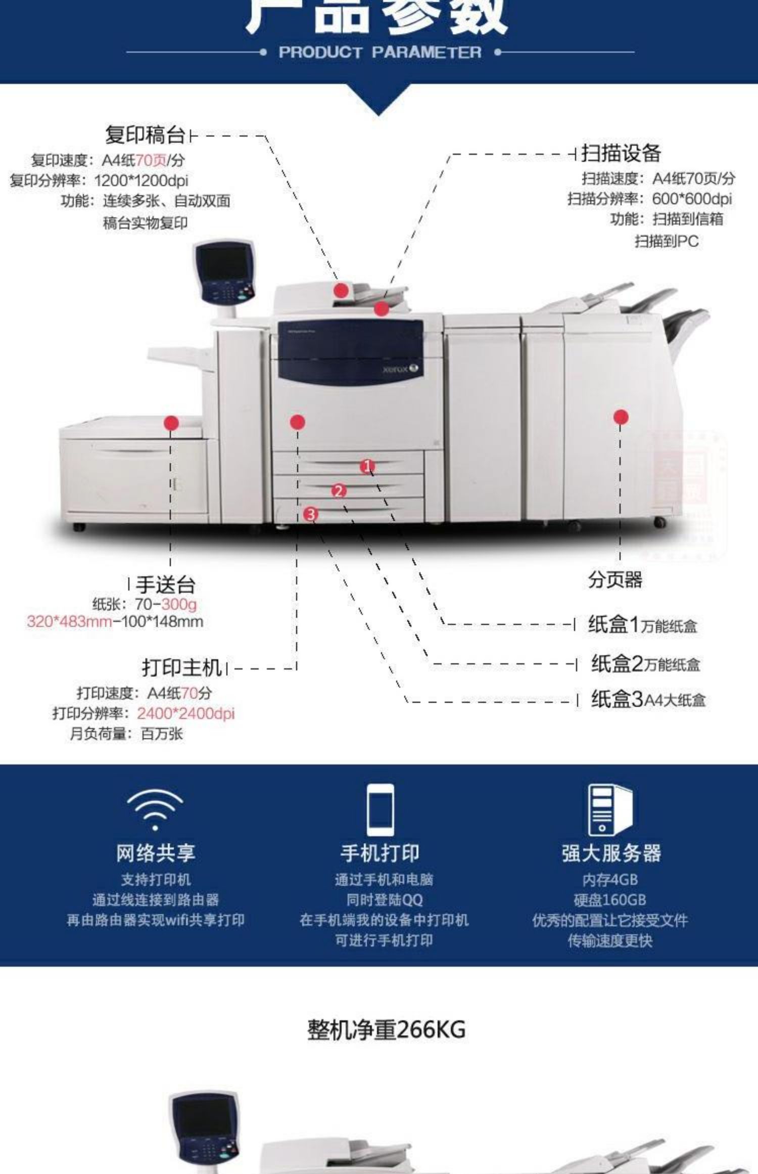 Xerox 700 560 in kỹ thuật số màu Máy photocopy sản xuất Xerox 7780 C75 J75 - Máy photocopy đa chức năng