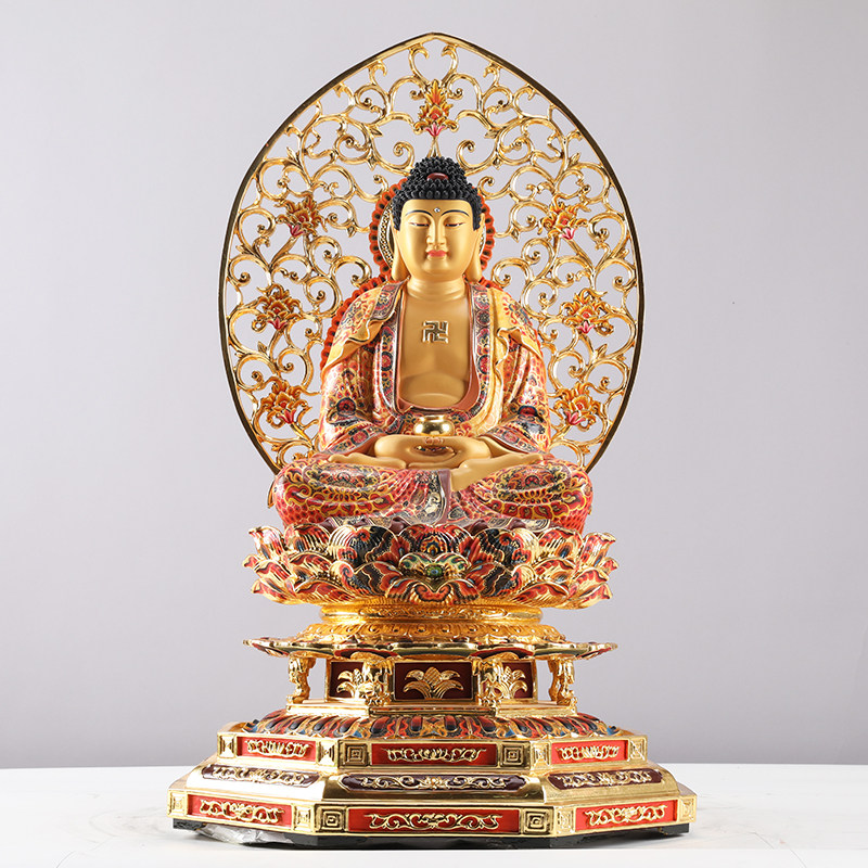 Taiwan Pure Copper Shijayamuni Buddha Buddha statue of Buddha fabricated pieces of craft painted paste backlight