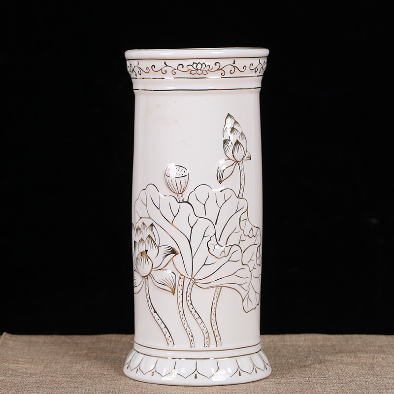 Round Tong Buddha Supports Vase Ceramic Barlotum Barrel Lotus Vase Household Bucket Supplies Bucket