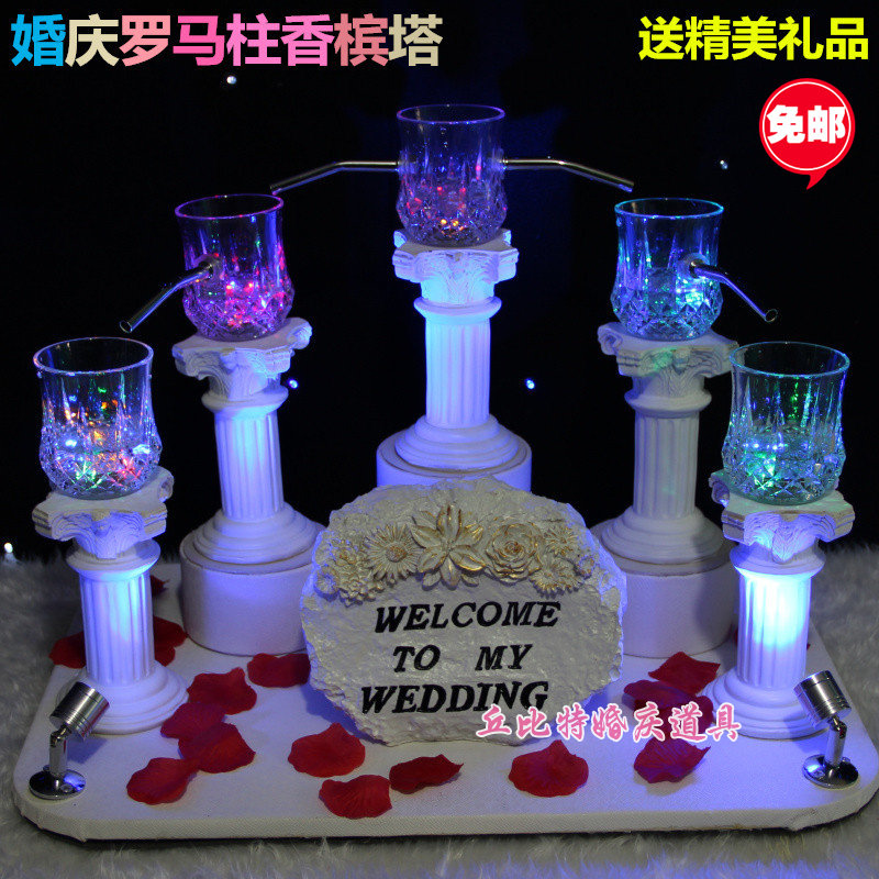Wedding Roman Columns Champagne Tower Wedding Wine Tower Candles Dual-Purpose Hotel banquet venues are equipped with supplies