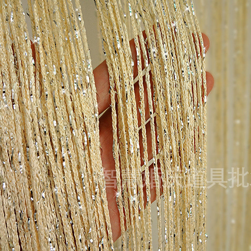 Hot-selling European flat silver wire curtain Wedding encryption door curtain Entrance curtain Partition decorative background wall hanging curtain Finished product