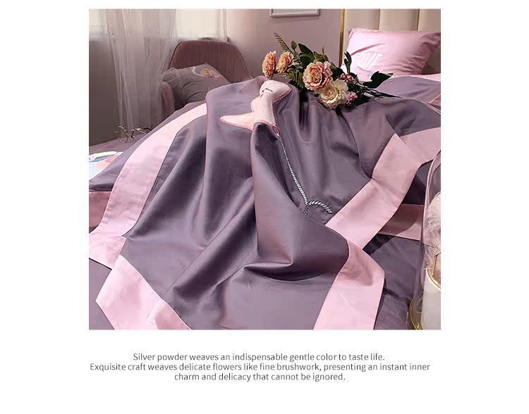 Thêu Ins gió 60S cotton nhung dài bằng cotton satin cotton bốn mảnh 1,8m giường đôi 1,5 m sản phẩm giường - Bộ đồ giường bốn mảnh chăn ra gối nệm cao cấp