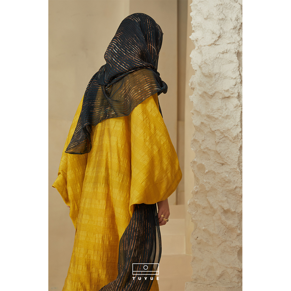 TUYUE coated moon designer bright yellow dark tattoo tencel sunscreen woman summer long sleeve thin covered head loose robe
