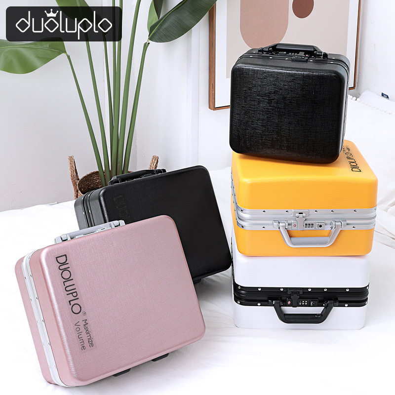 Mother-in-law box 14-inch aluminum frame carry-on boarding cosmetic box anti-scratch 12-inch zipper matte PC small suitcase