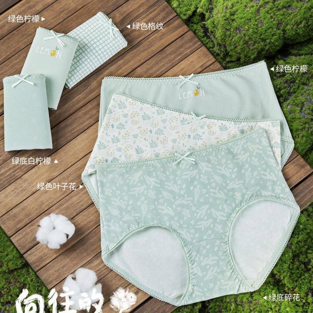 ກ່ອງຂອງຂວັນ Die Anfen elastic cotton fresh light color students mid-waist women's boxer briefs free shipping 14351