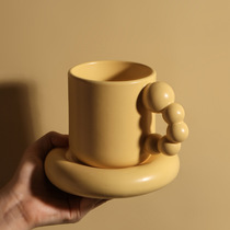 Boutique wooden house Internet celebrity tea cup water cup rotating ball handle design home coffee candied haws ceramic mug