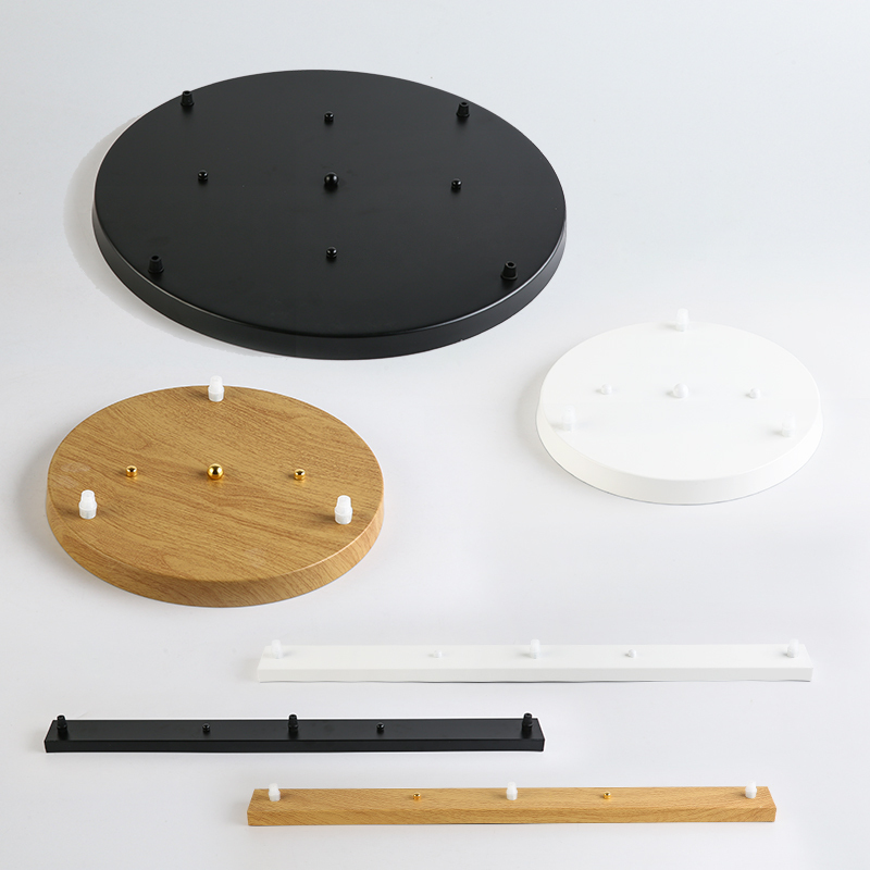 Long Round Ceiling Light Base, Iron Art Lamp Base, White Wood Grain, Single or Multiple Head Chandelier Base, Cover-Up Accessories Long Round Ceiling Light Base, Iron Art Lamp Base, White Wood Grain, Single or Multiple Head Chandelier Base, Cover-Up Accessories
