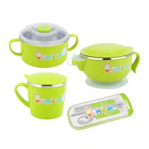OMilan 304 Stainless Steel Children Cutlery Baby Accessories Bowl Water Cup Insulated Cups Chopsticks fork Spoon Package