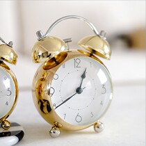 Nordic gold vintage metal bell mechanical small alarm clock Mute creative students with bedside luminous multi-function