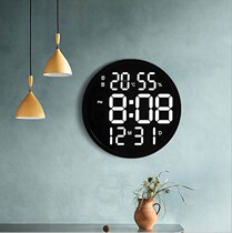 Modern LED simple wall clock living room round clock silent digital temperature and humidity electronic clock 12 inch 6620
