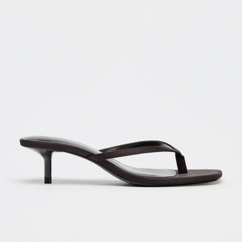 Za2026 Spring and Summer New Brown Thong Casual Sandals, Fashionable and Versatile, Suitable for Outdoor Wear, Stiletto Heel Flip-Flops for Women Za2026 Spring and Summer New Brown Thong Casual Sandals, Fashionable and Versatile, Suitable for Outdoor Wear, Stiletto Heel Flip-Flops for Women