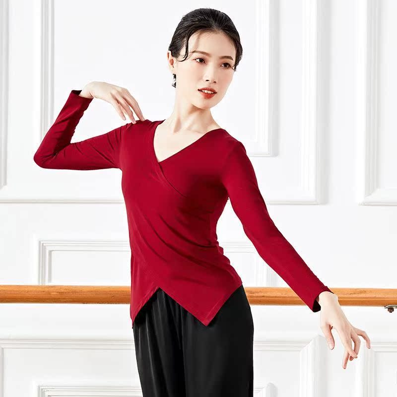 Modern Dance Suit Cross Collar Latin Dance Jacket Female Adult Art Examination Costume Yoga Body Ballet Practice Suit