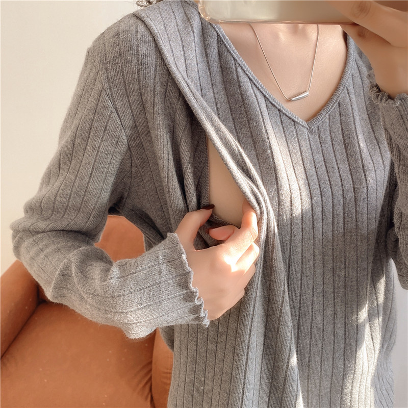 Spring Nursing Tops for Going Out, Trendy Sweaters for Nursing Mothers, Postpartum Breastfeeding Spring Clothes