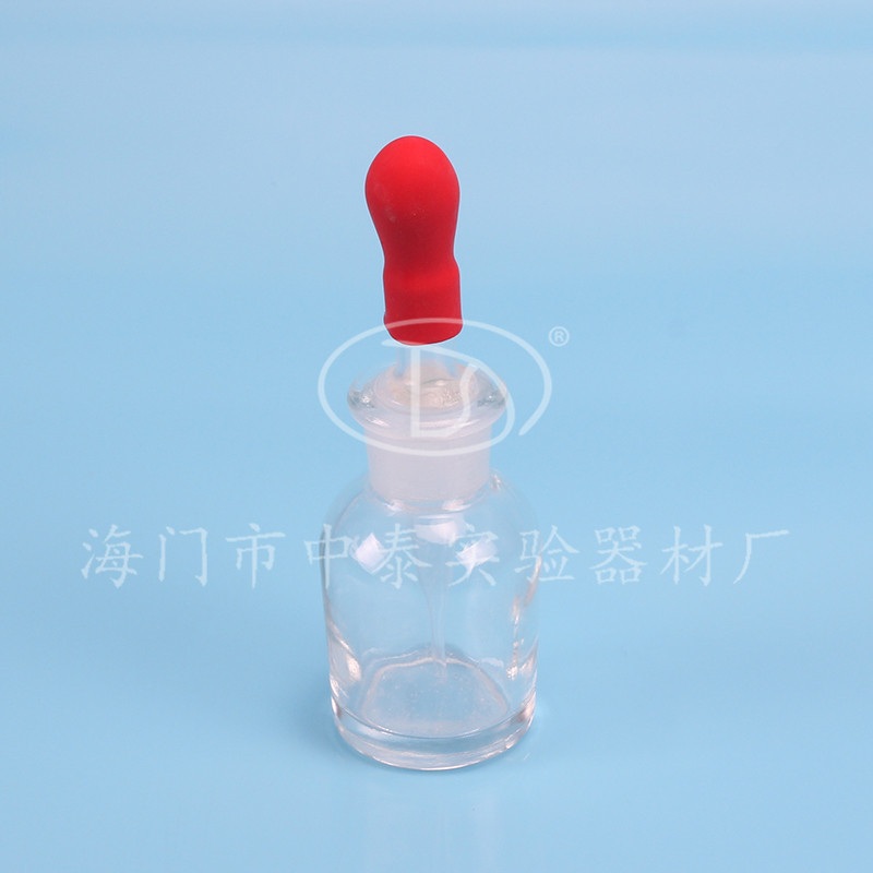 High quality 30ml transparent white glass drop bottle glass dropper attaching rubber head cap with rubber cap