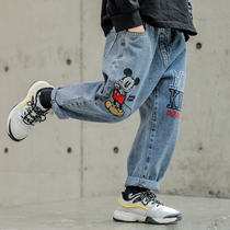 Boys jeans spring and autumn 2020 Autumn new childrens casual trousers big childrens clothing boys autumn pants tide