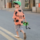 Летняя одежда, комплект, детская летняя форма для мальчиков, подходит для подростков, короткий рукав, в западном стиле, сезон 2021, детская одежда