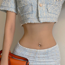  New sterling silver navel nail net red female summer European and American sexy puncture navel ring navel jewelry hypoallergenic