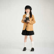 2024 new small suit for boys and girls woolen woolen coat comfortable thick casual retro double-sided woolen coat