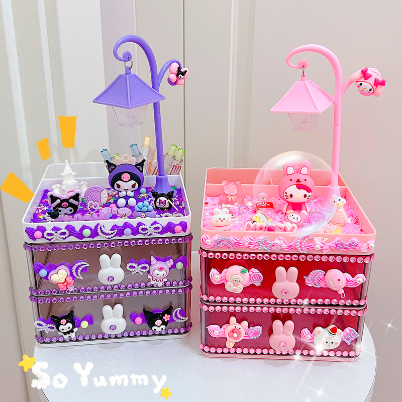 Ins-Style Multi-Layer Street Lamp Pen Holder Storage Box Cream Glue DIY Material Kit Handmade Cute Student Drawer-Style Ins-Style Multi-Layer Street Lamp Pen Holder Storage Box Cream Glue DIY Material Kit Handmade Cute Student Drawer-Style