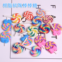 Simulation cream soft pottery rainbow lollipop mobile phone shell diy material Hair ornaments Hairpin jewelry accessories handmade stickers diamond