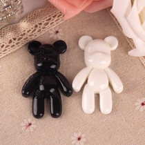 Resin violent bear MOMO bear resin flat bear black white bear doll sticker mobile phone accessories material